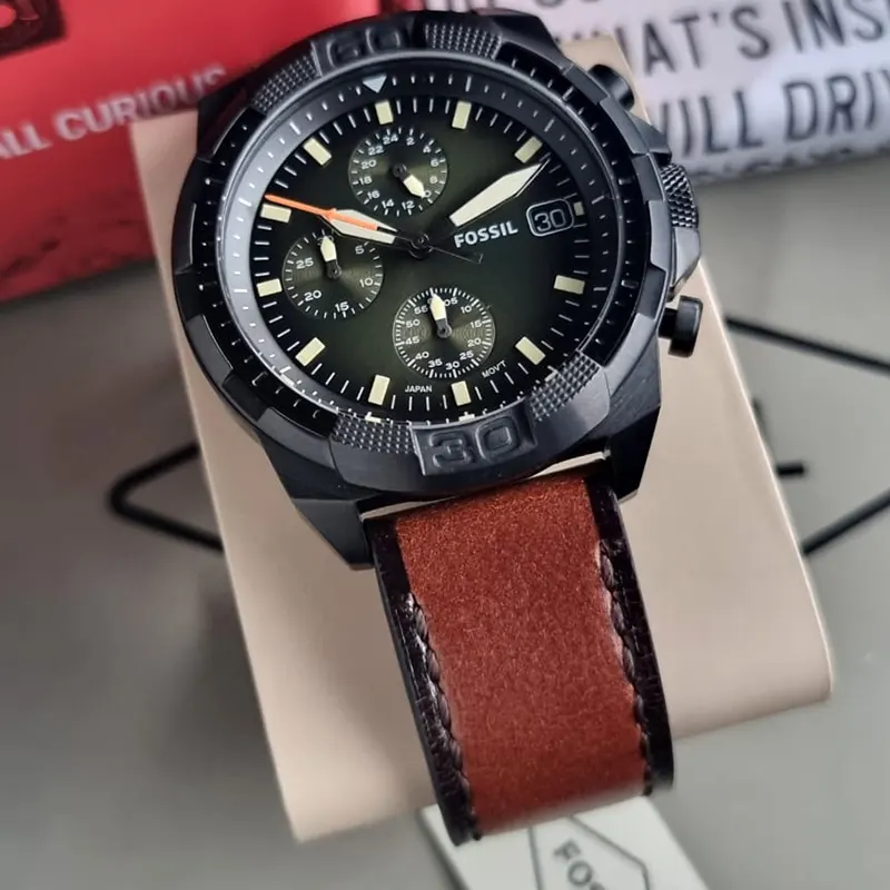 Fossil Bronson Chronograph Olive Green Dial Men’s Watch- FS5856